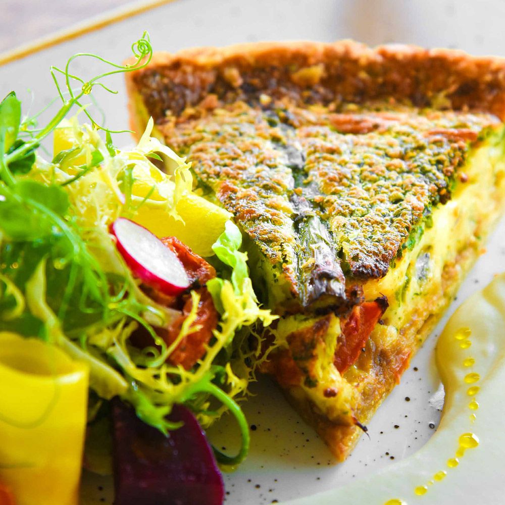 Chargrilled Asparagus, Tomato And Ashmore Cheese Tart | Corner House Restaurants